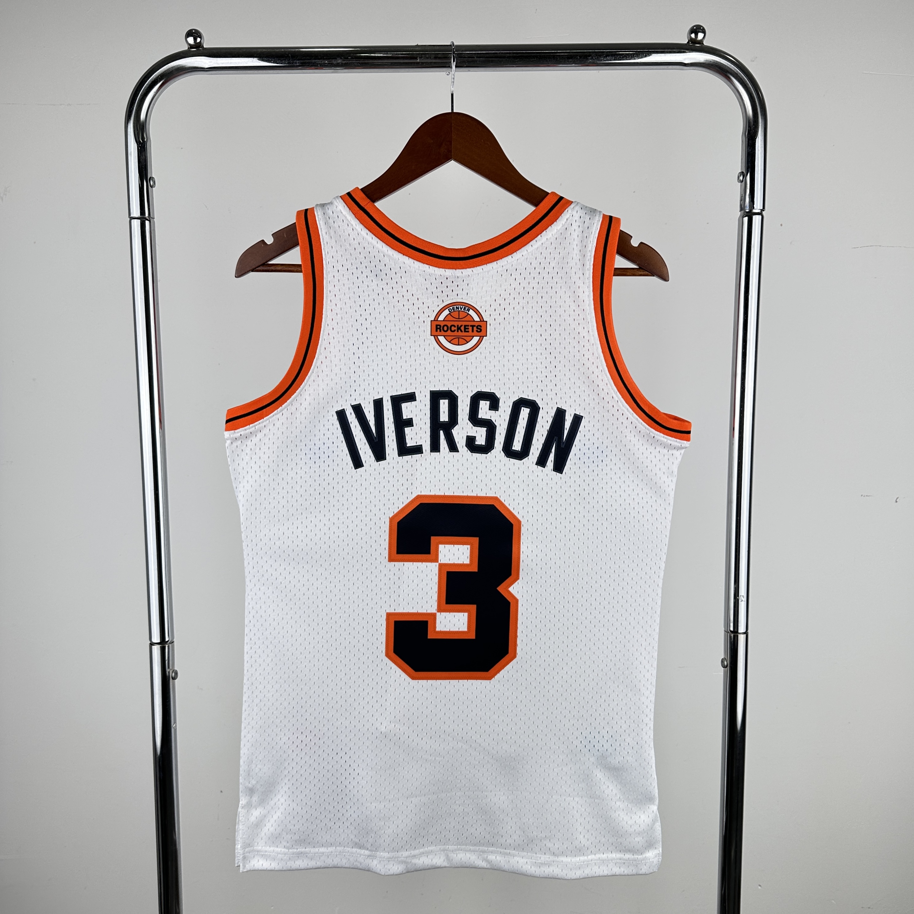 Men Denver Nuggets #3 Iverson White Throwback 2024 NBA Jersey->denver nuggets->NBA Jersey